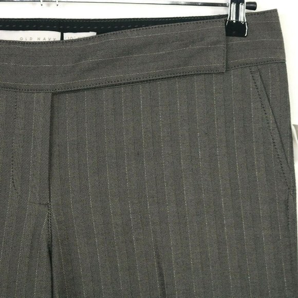 Old Navy Trouser Pants Wide Leg Grey Pinstripe Mid Rise Stretch 10 x 33‎ - Picture 7 of 12